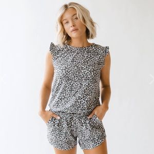 Albion Cheetah Print Romper; size medium